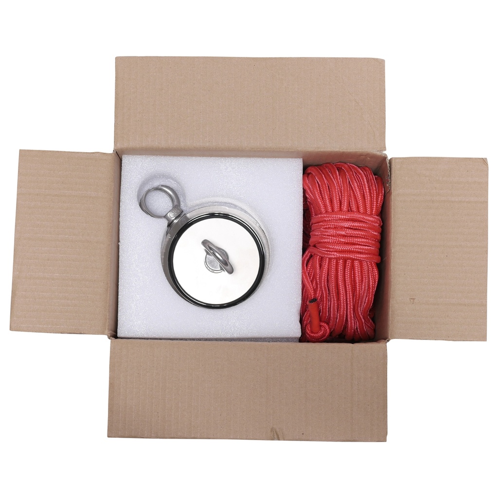 Fishing magnet 450kg including rope, hook and box