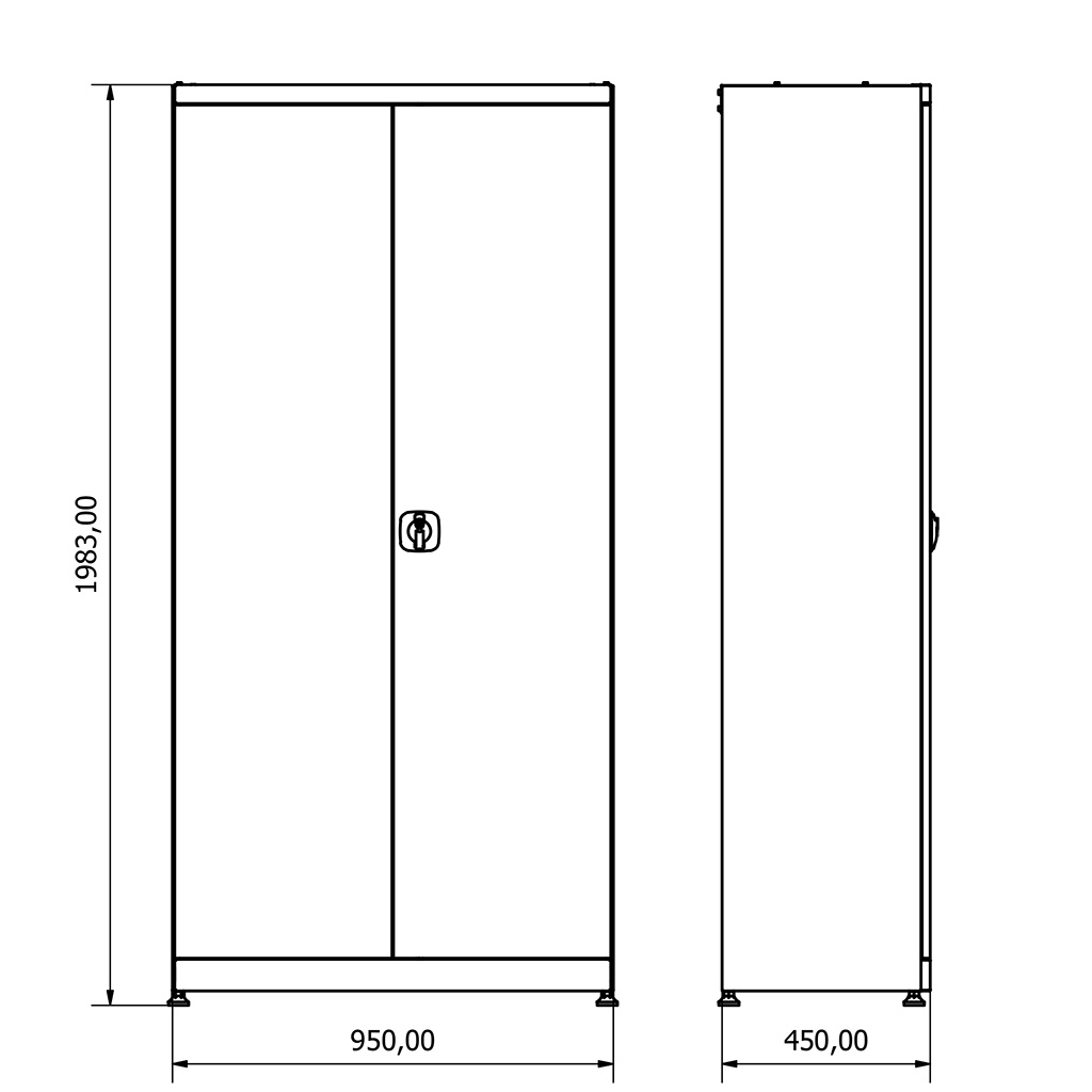 Metal tool cabinet 2 doors Incl. 4 drawers