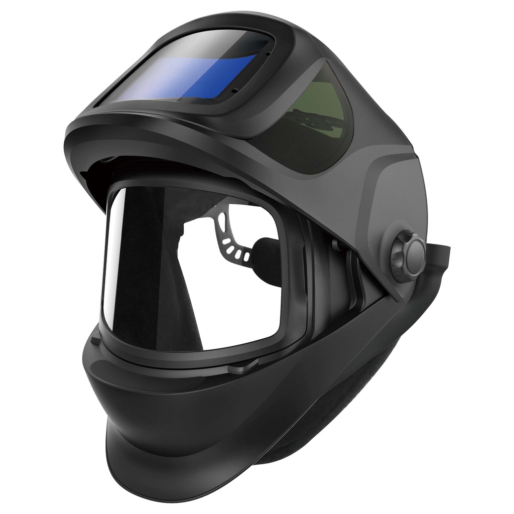 Auto darkening welding helmet with air purifying respirator