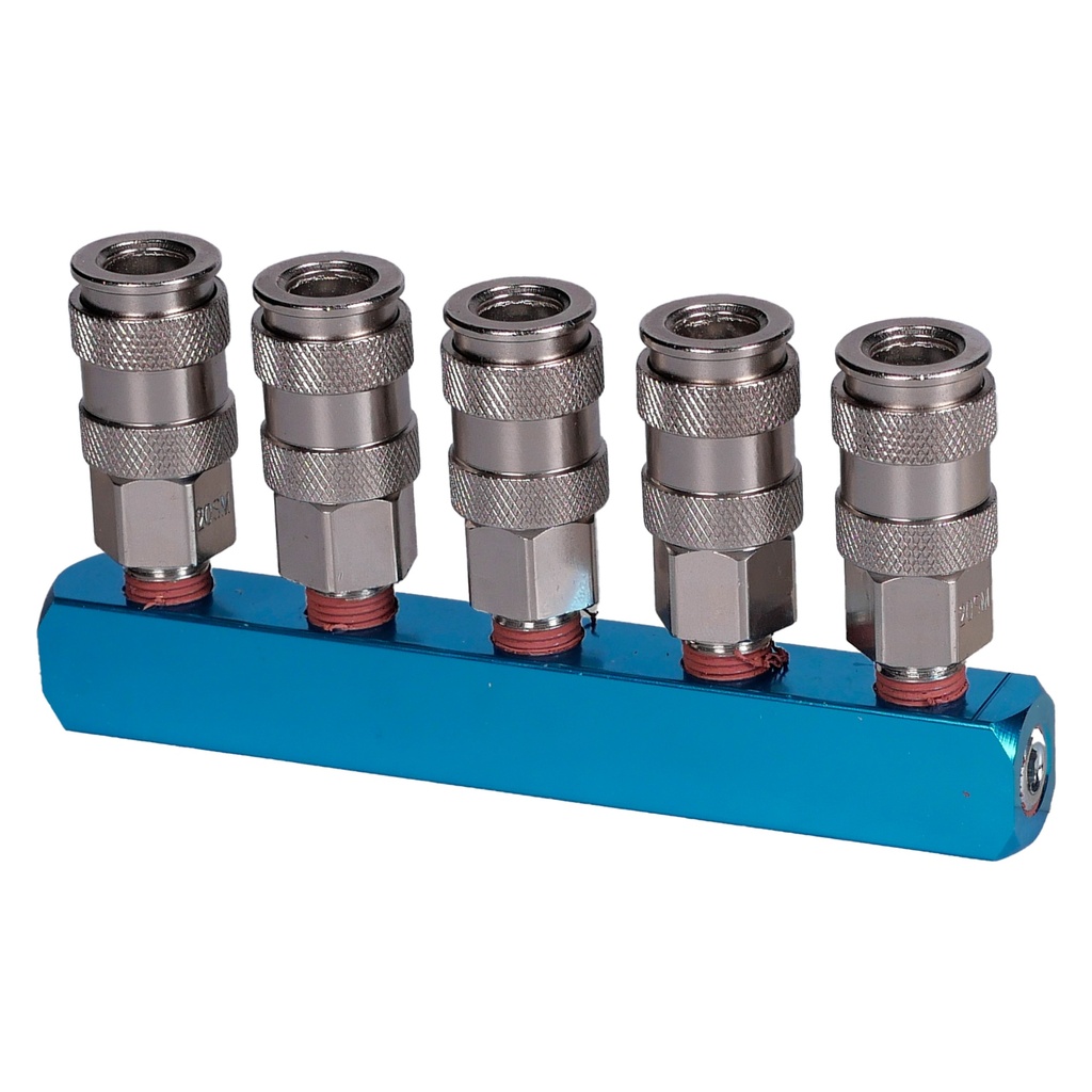 Air distribution block with 5 couplings