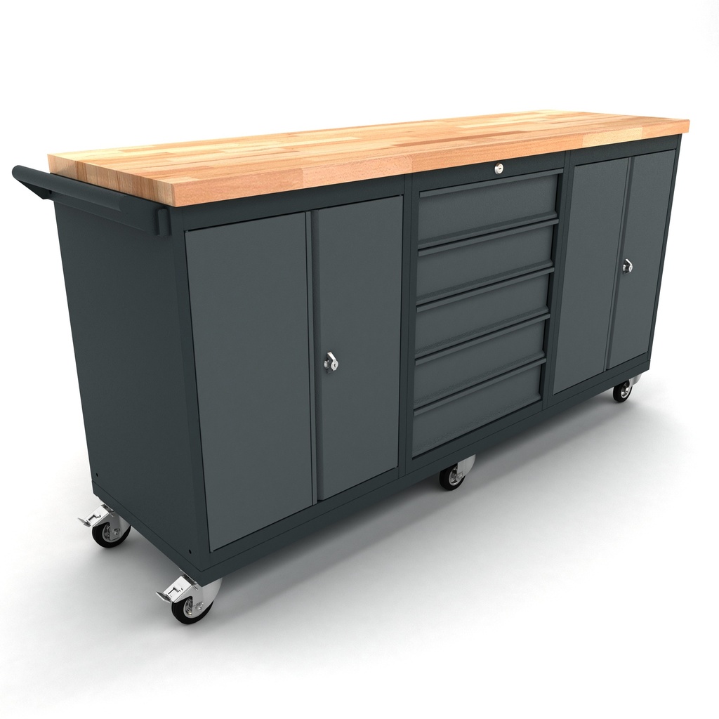 Workbench mobile 2x 2 doors 5 drawers cabinet