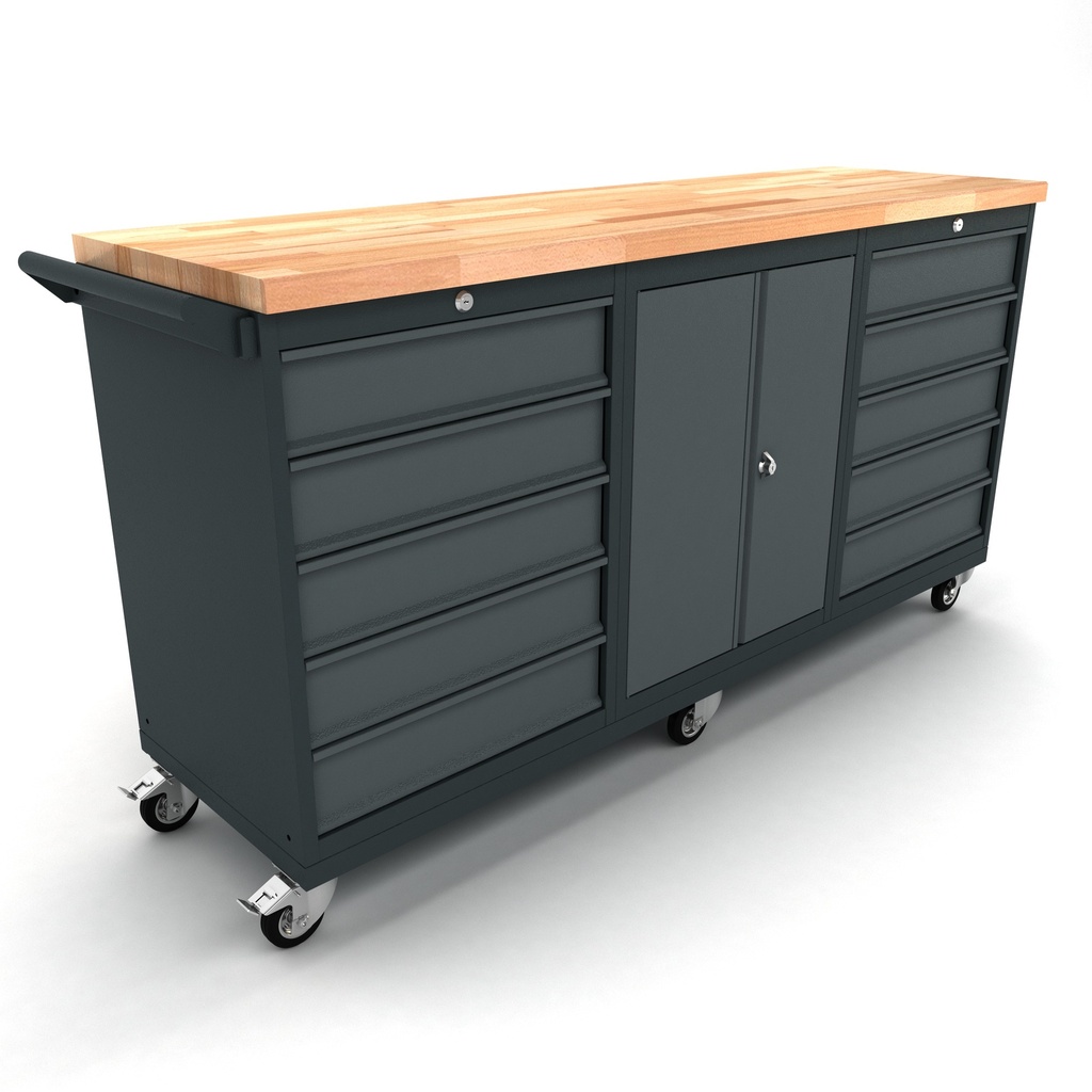 Workbench mobile 2 doors 2x5 drawers cabinet