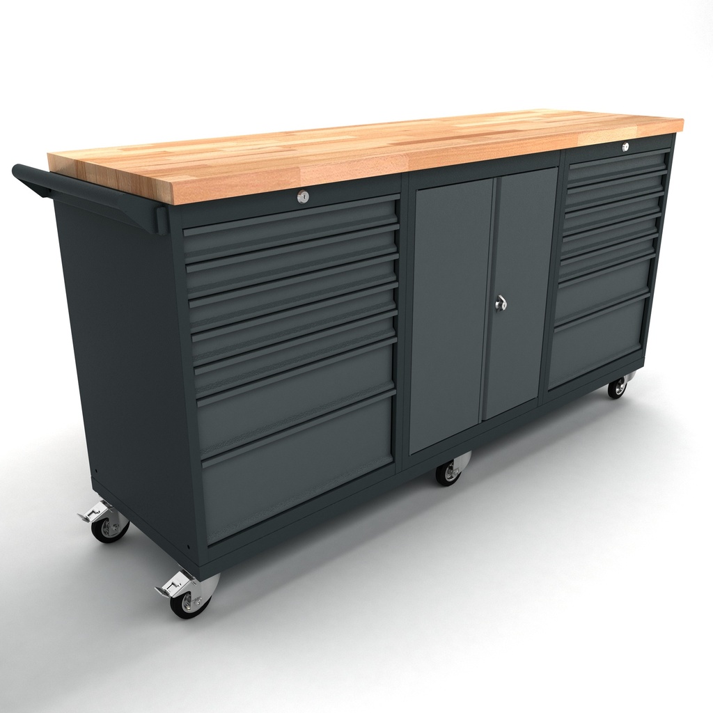 Workbench mobile 2 doors 2x7 drawers cabinet