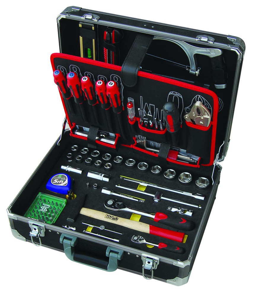 Tool kit with aluminium case 151 pieces foam professional