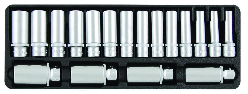 Deep sockets set 1/2" 18 pieces professional