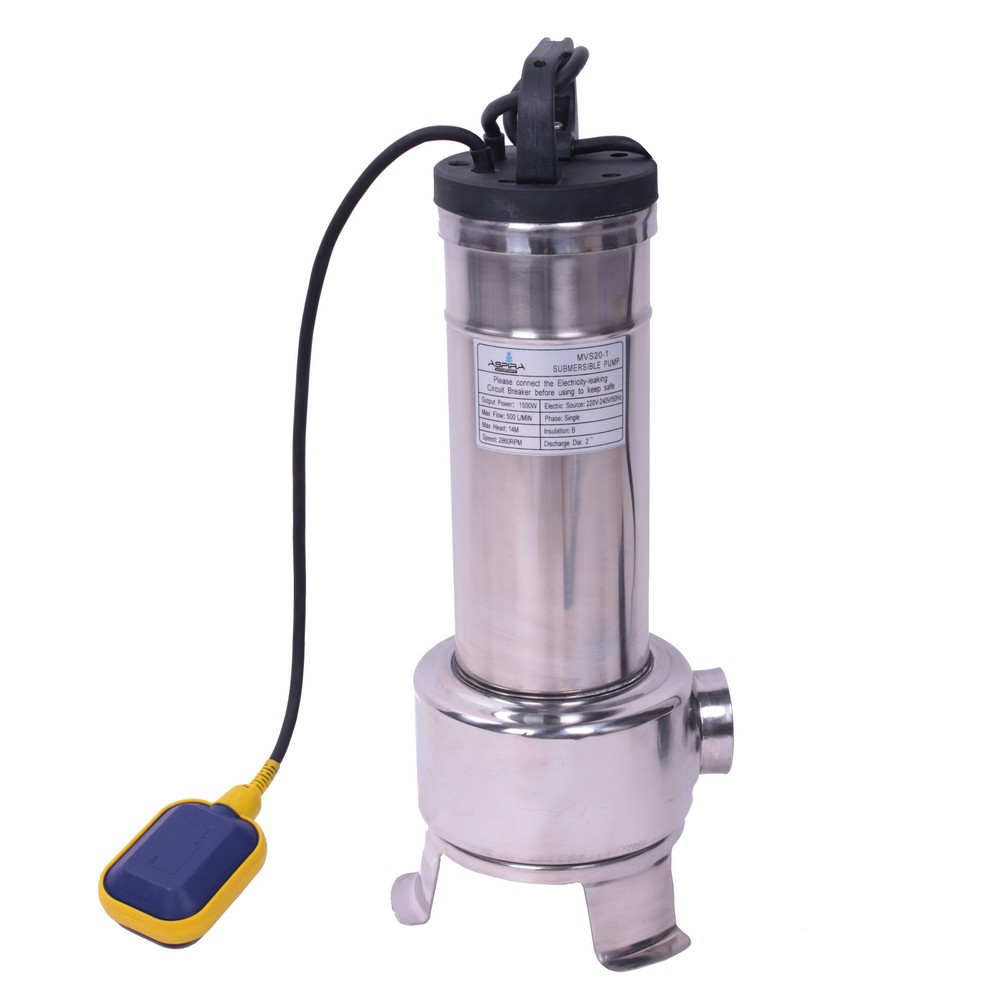 Submersible single vane pump stainless steel with float switch 1.5kW 230V