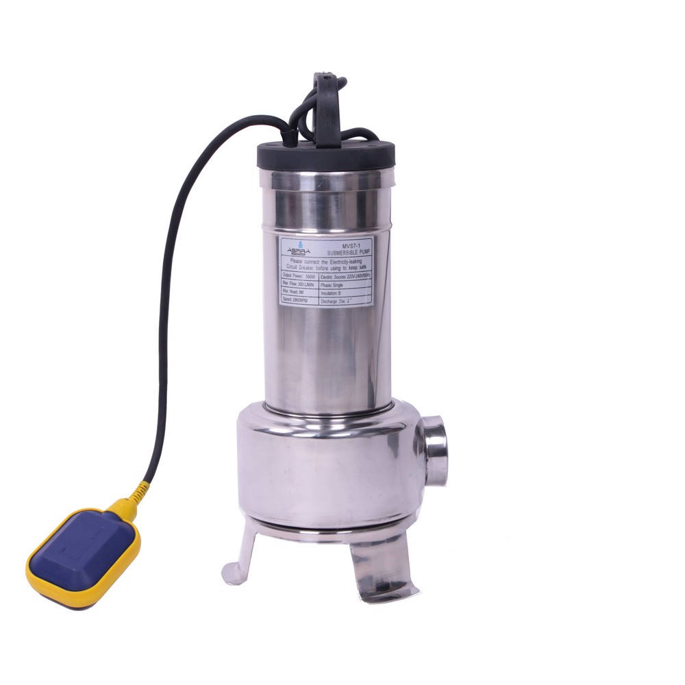 Submersible single vane pump with float switch stainless steel 0.55kW 230V