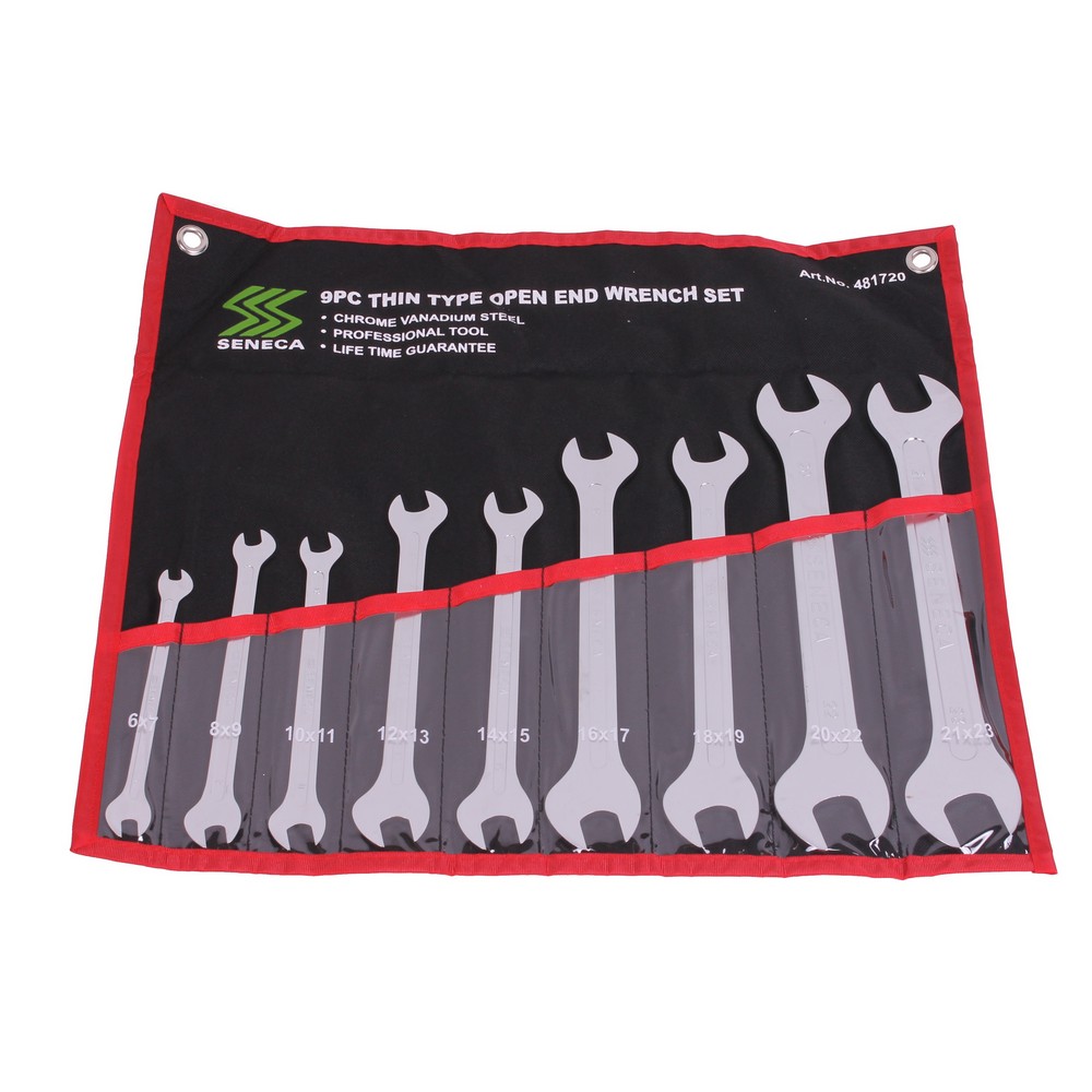 Double open end wrench set thin type 9 pieces professional