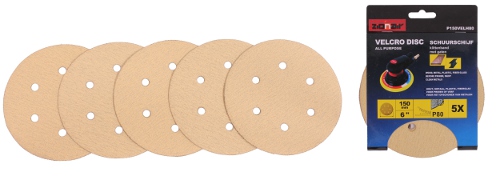 Sanding paper 6'' P60 velcro with holes 5pcs