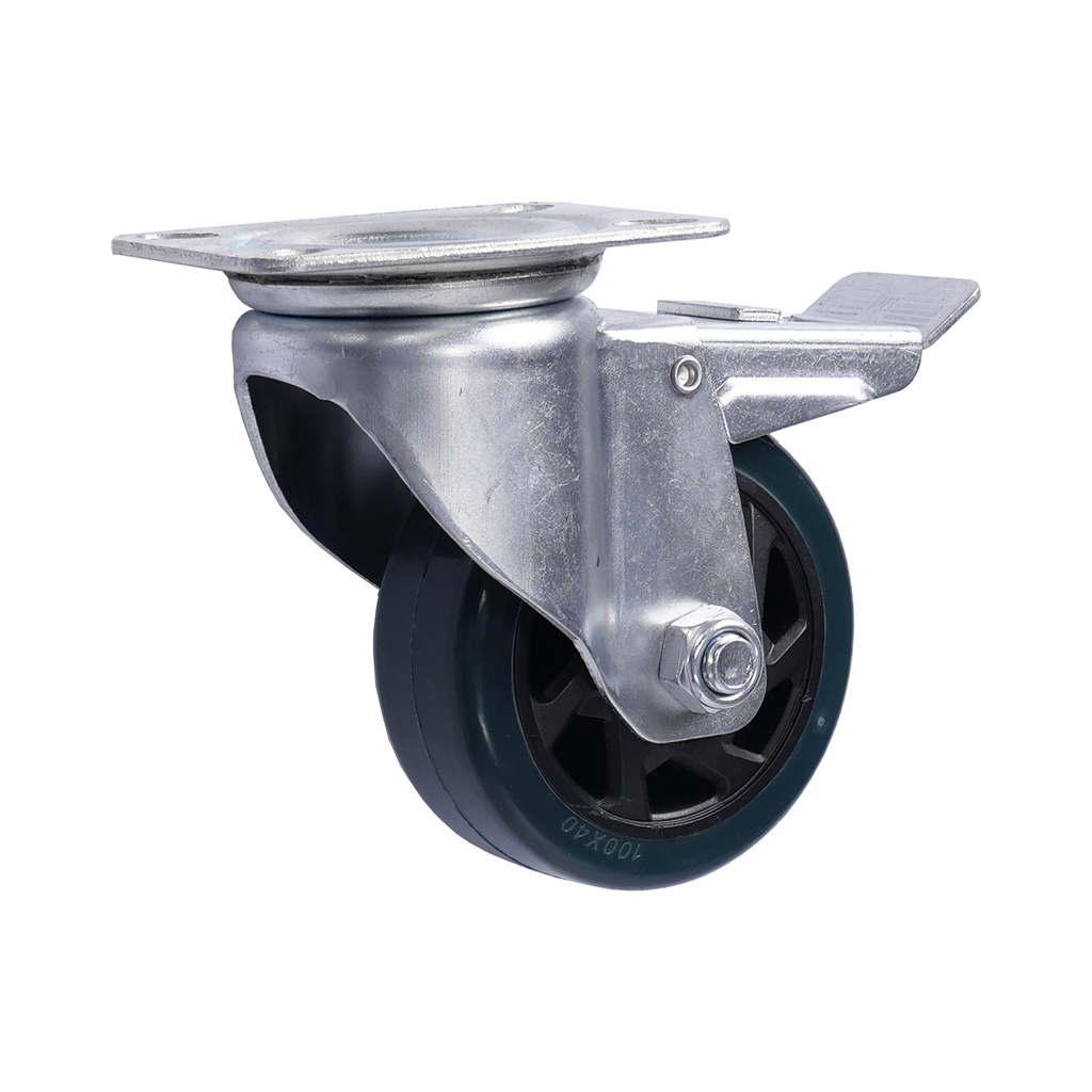 Swivel castor with brake 100 x 40mm PU