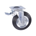 Swivel castor with brake 200 x 30mm rubber
