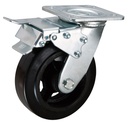 Swivel castor with double brake 200 x 50mm rubber