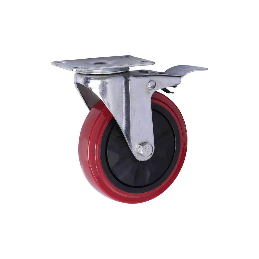 Swivel castor with brake 125 x 25mm PU