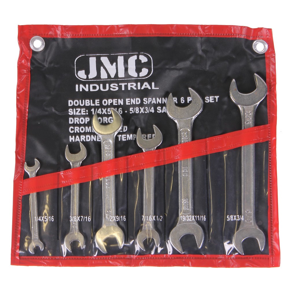 Double open end spanner set sae 6 pieces