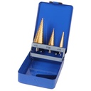 Step drill set HSS M2 titanium coated 3 pcs