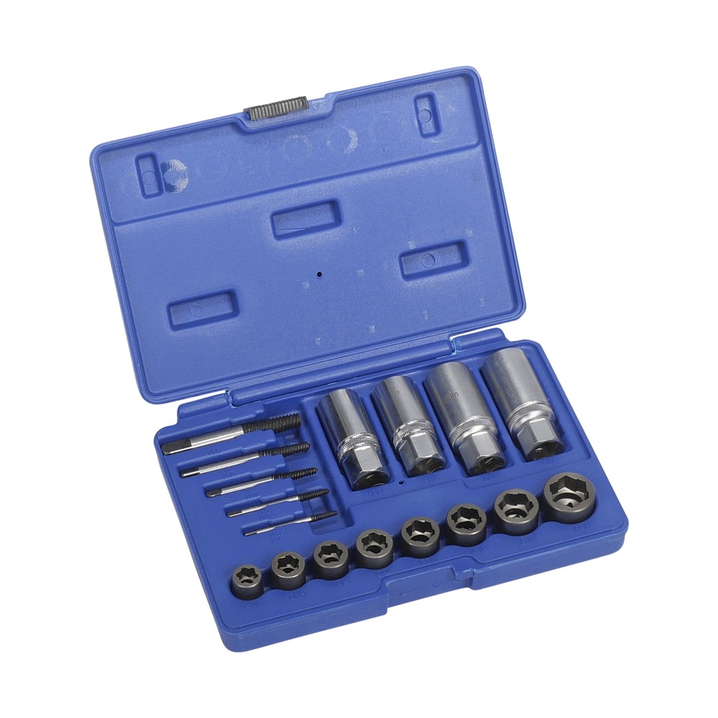 Nut bolt and stud extractor set 18 pieces
