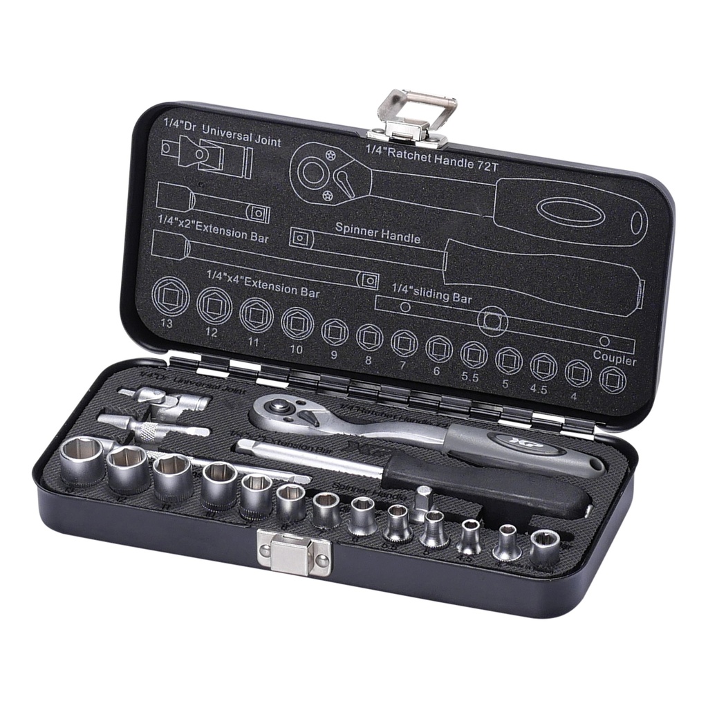 Socket set 1/4'' 20 pcs