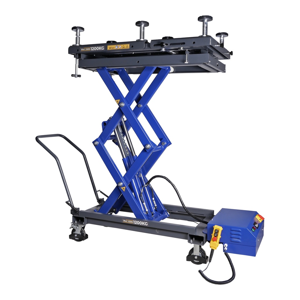 Mobile scissor lift table for EVA car battery engine and transmission exchange 230V 1200kg