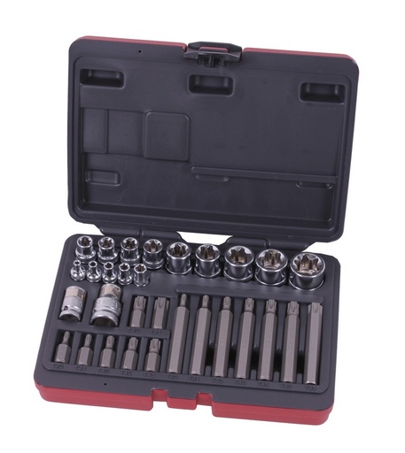 [221009] T-star bit socket set 1/4" 3/8" 1/2" 30 pieces professional