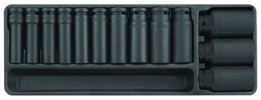 [910043] Deep impact socket set 1/2" 13 pieces professional