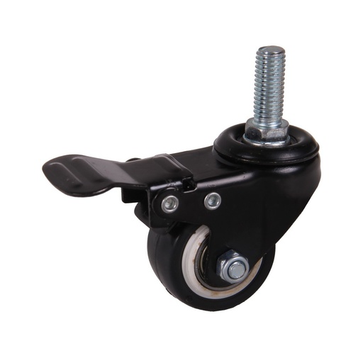 [W040PSPB] Swivel castor with brake 40 x 20mm PU threaded rod