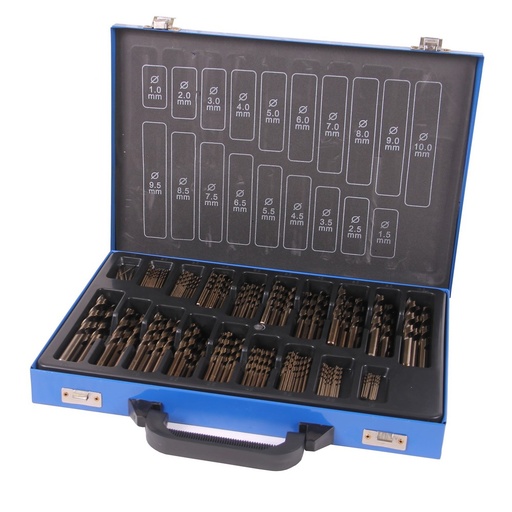 [DR170KBK] HSS twist drill set cobalt fully ground 170 pieces split point 