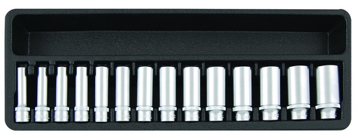 [910042] Deep sockets set 3/8" 14 pieces professional