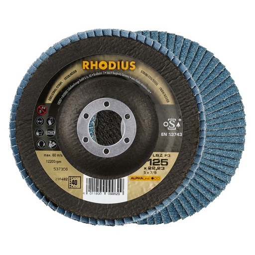 [210482D] Flap disc V conical LSZ F3 125 x 22,23mm K40 10 pieces