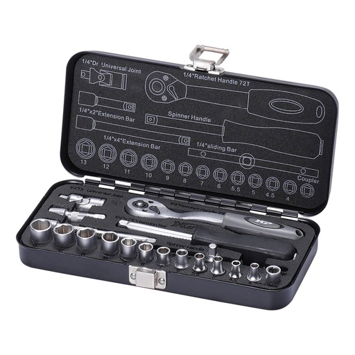 [XP14S20] Socket set 1/4'' 20 pcs